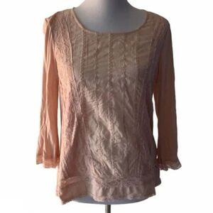 🆕 Cable & Gauge Pale Pink Boho Top size M